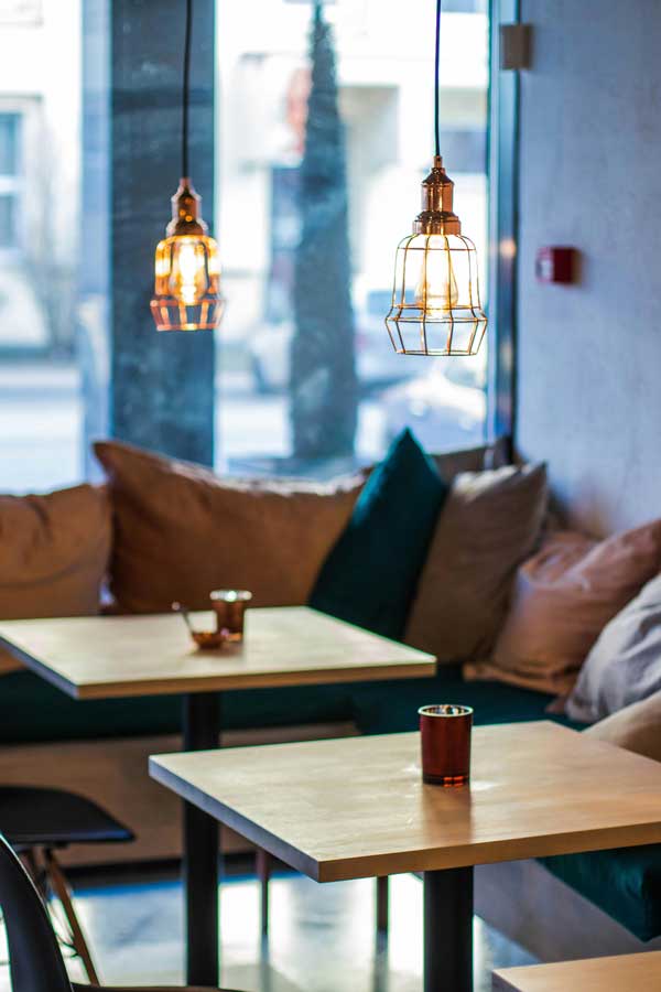 Two Round Pendant Lamps in Cafeteria - Pexels - VB
